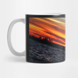 Abstract Slanted Sunset Pier Silhouette Mug